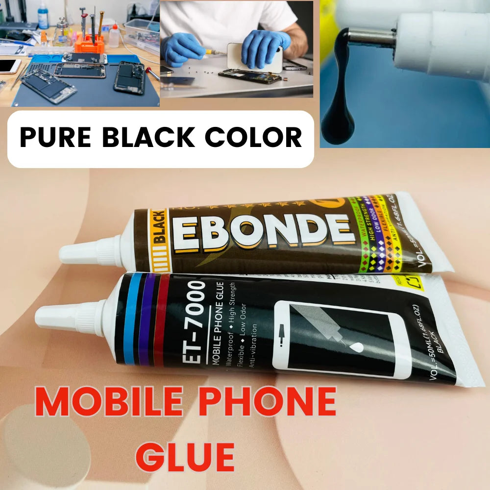 T7000 Black Soft Glue for Phone Back Glass Battery Repair-High Strength Anti-Vibration Flexible Adhesive Screen Replacement Glue