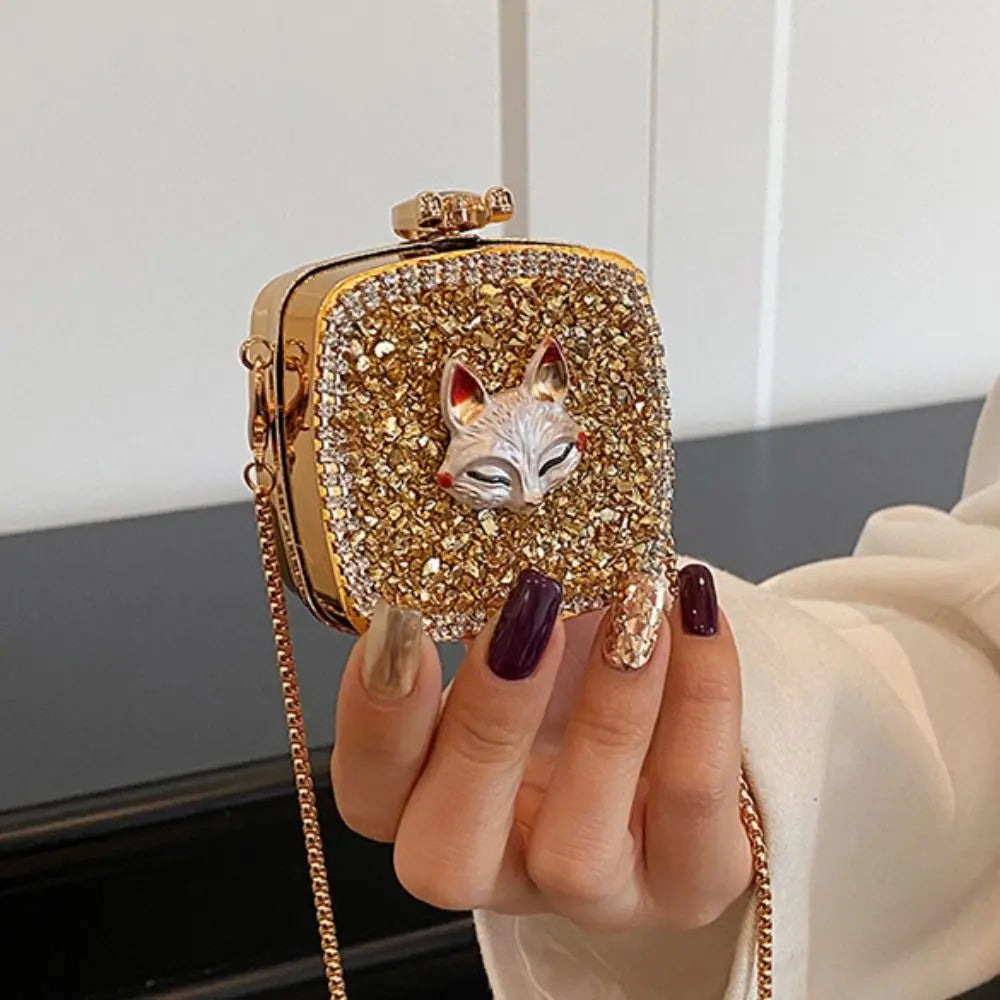 Handbag Gold/Silver Rhinestone Evening Bag Irregular Shape Elegant Banquet Chain Bag Small Wallet Shinny Mini Lipstick Bag Gift
