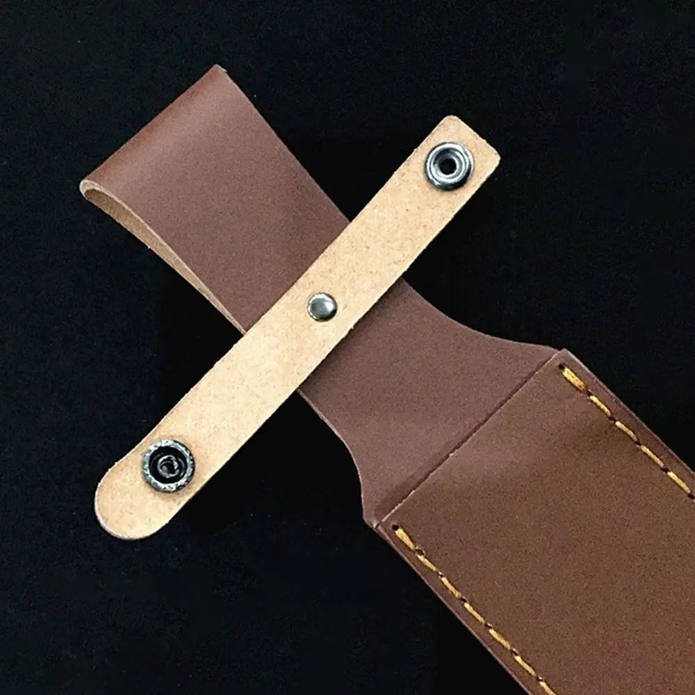 Brown Straight Knife Scabbard Tool Flashlight Belt Loop Case Holder Leather Sheath Pocket Hunt Camp Outdoor Carry Equipment