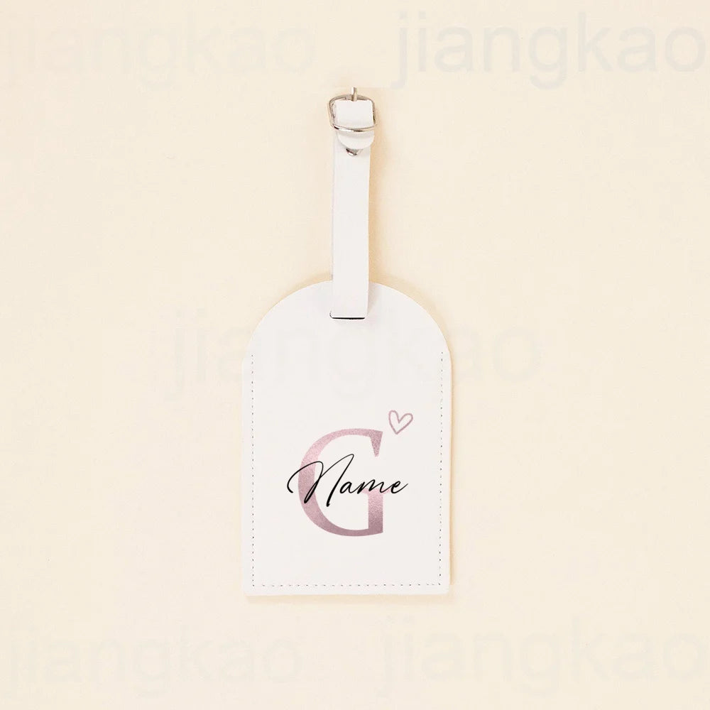 Personalized PU Luggage Tag Heart Letter with Name Suitcase Label Baggage Tags Travel Accessorie Wedding Birthday Gift for Her