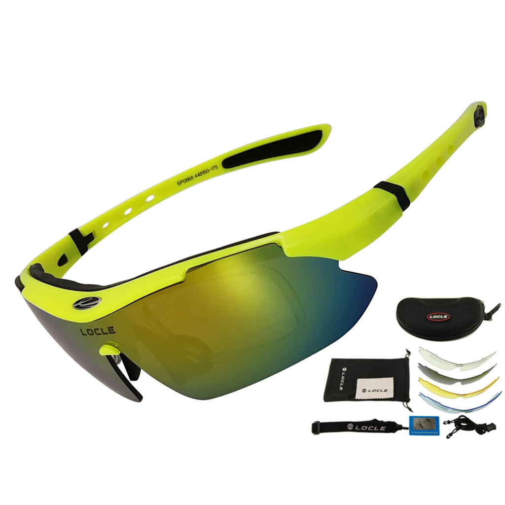 LOCLE Hiking Glasses UV400 Polarized Sunglasses Men Tactical Shooting Goggles Fishing Climbing Sport Glasses Cycling Goggles