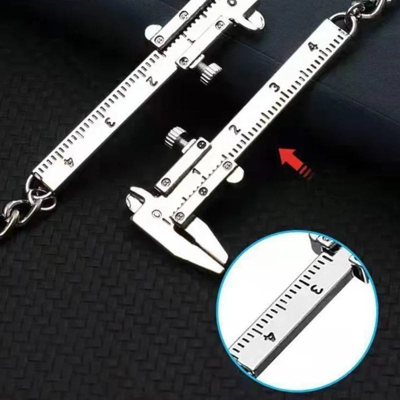 Mini Vernier Caliper Pocket Key Chain Keyring Ornaments Small 3D Movable Precision Measure Tool Accessories Slider Ruler Alloy