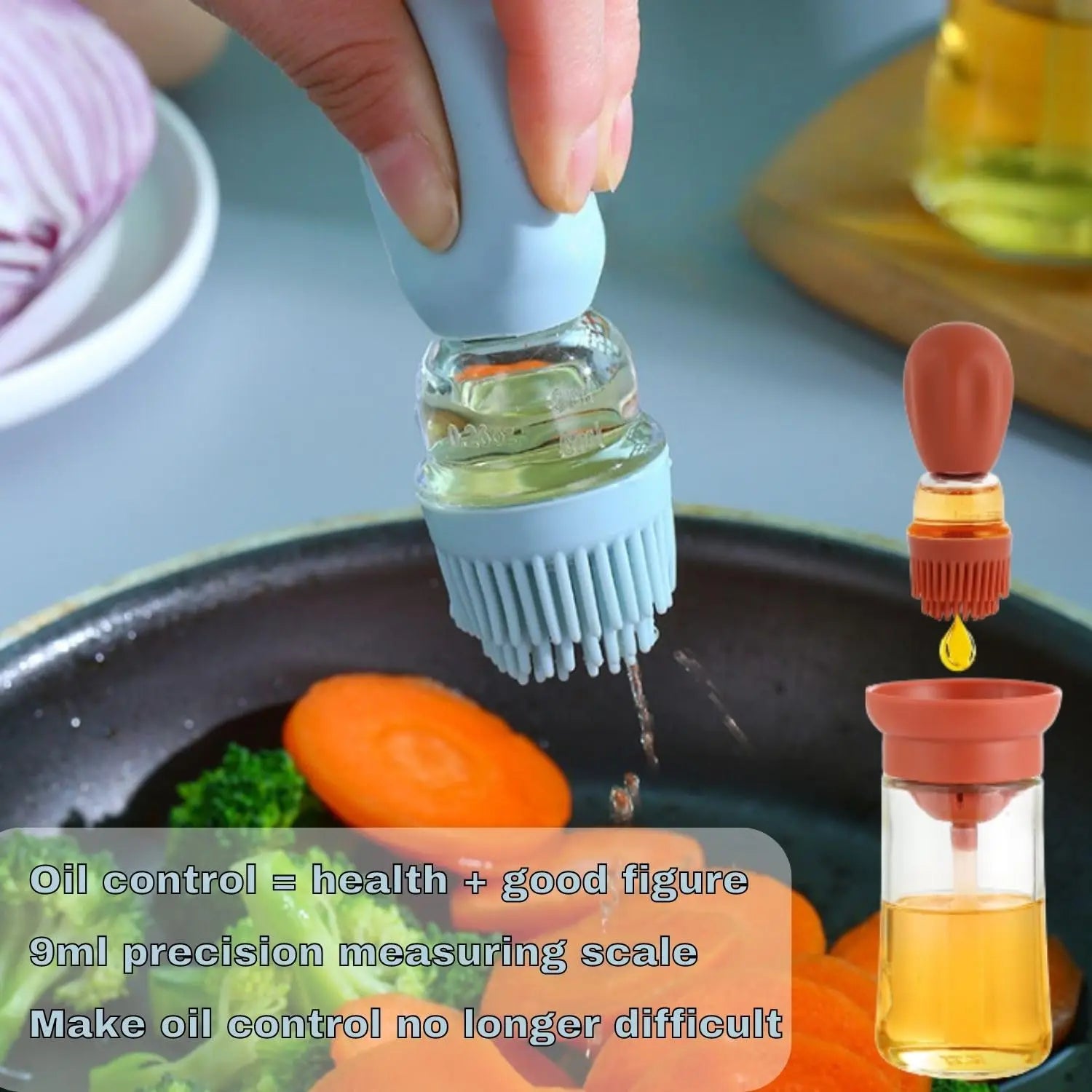 Oil Dispenser Bottle for Kitchen with Brush (2 in 1) Magic Oil Bottle with Silicone Oil Brush, ideal for Air Fryer, BBQ, Frying,