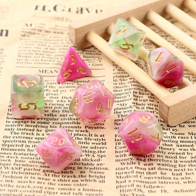 Polyhedral 7-Dice Two-Tone Swirl-DND Dice Set for RPG/MTG D4 D6 D8 D10 D% D12 D20 Dice Games 7pcs/set Family Party Board Games
