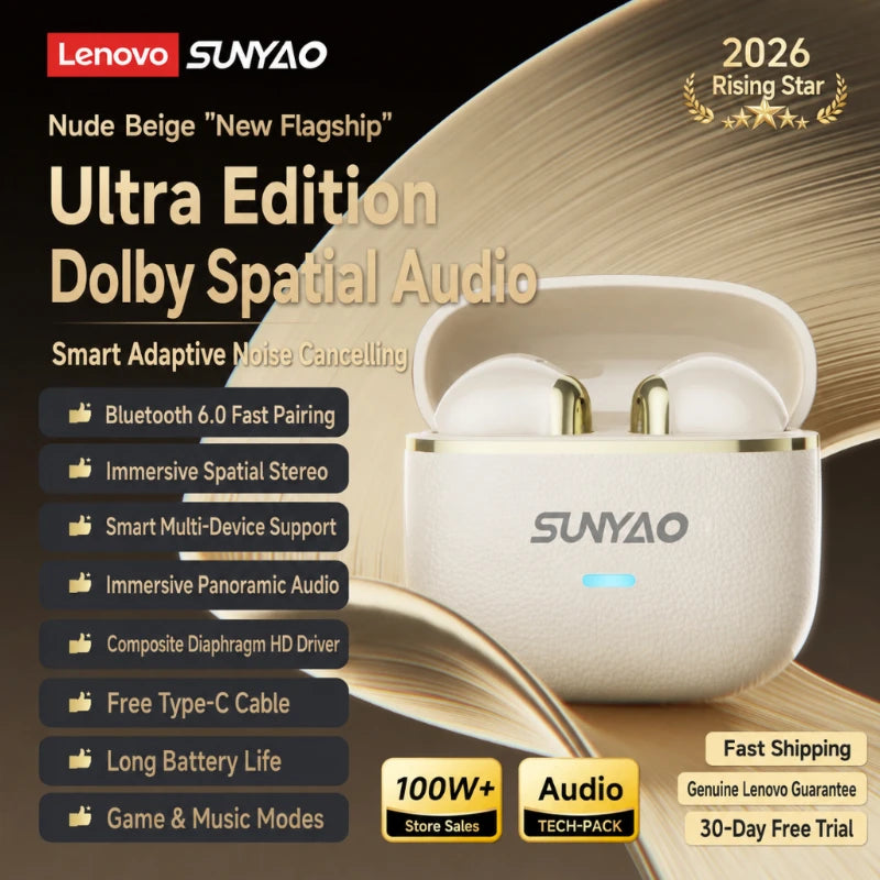 Lenovo LE-230 TWS Bluetooth 6.0 Earphones ENC Call Noise Reduction Wireless Earbuds HiFi Sound Low Latency Semi-In-Ear Headphone