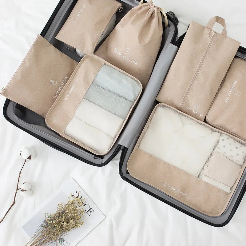 Travel Luggage Organizer Set with Mesh Window and Zipper Closure Lightweight Packing Cubes for Suitcase Storage Daily Use