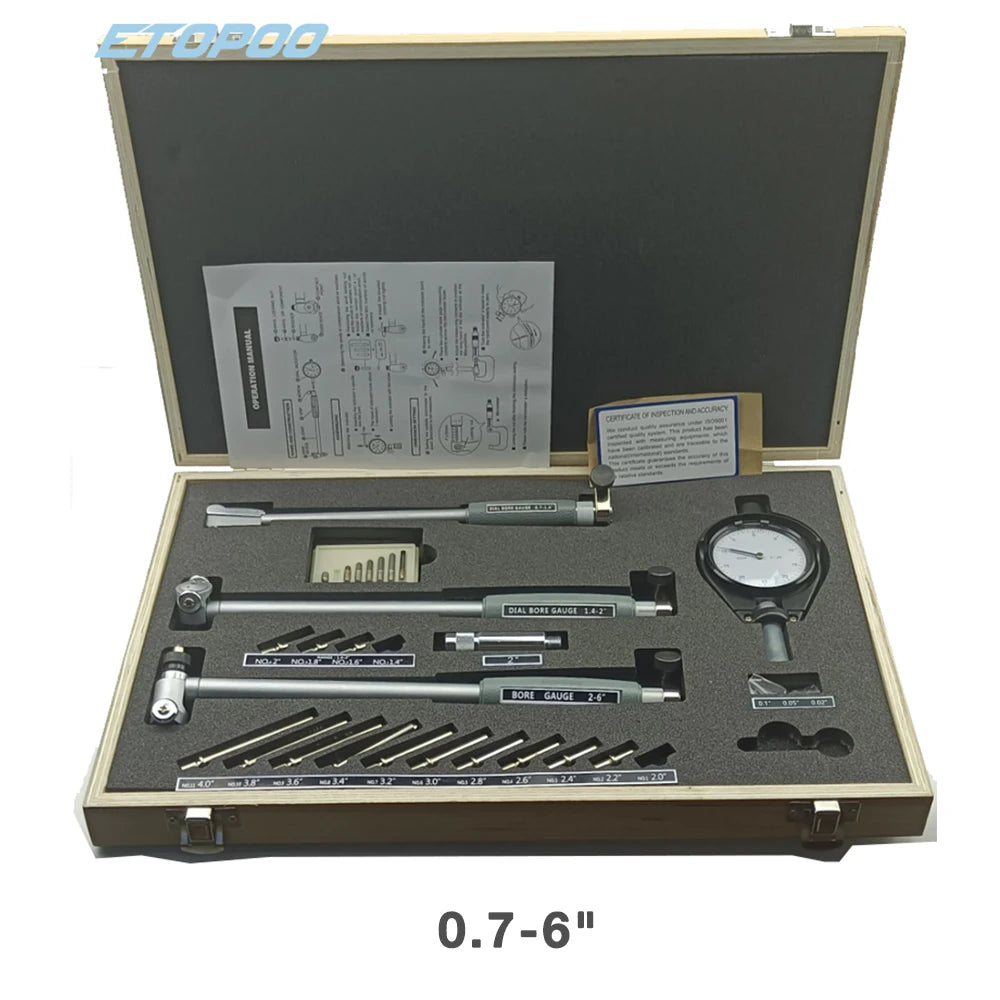 3PCS/SET 18-160MM Deep Engine Hole Measurement 0.7-6" 0.0005" Dial Bore Indicator Gauge