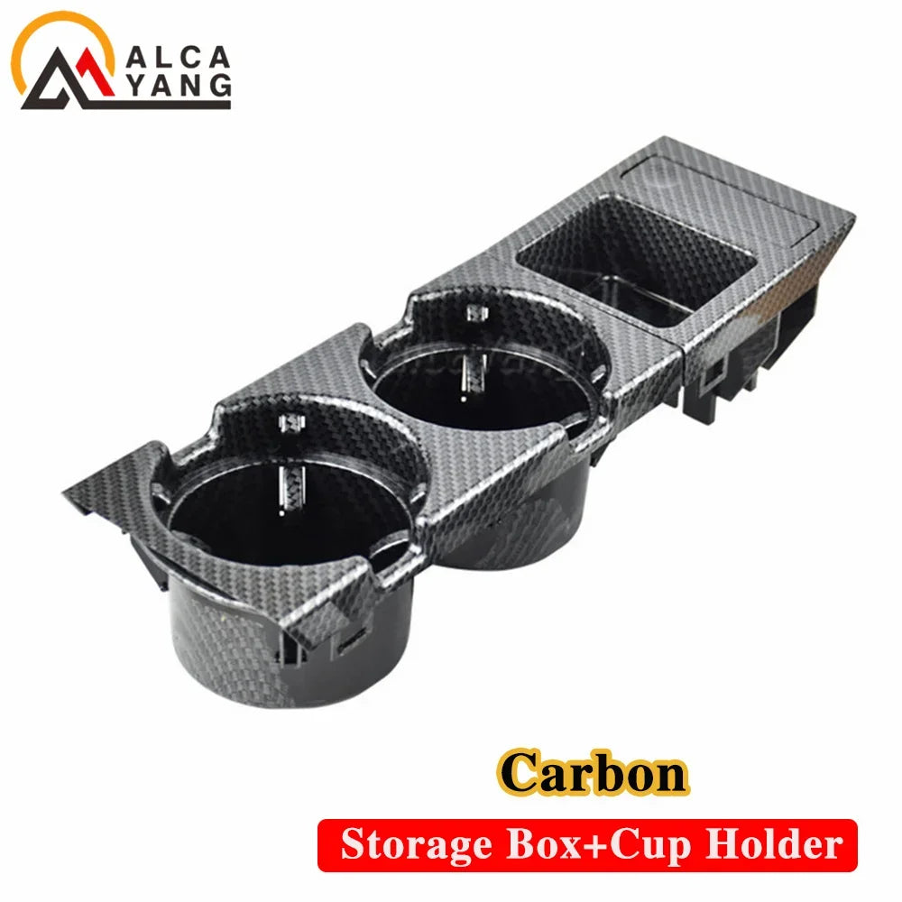 Black Double Hole Car Vehicle Front Center Console Storage Box Coin + Cup Holder for BMW E46 3SERIES 1999-2006 51168217957