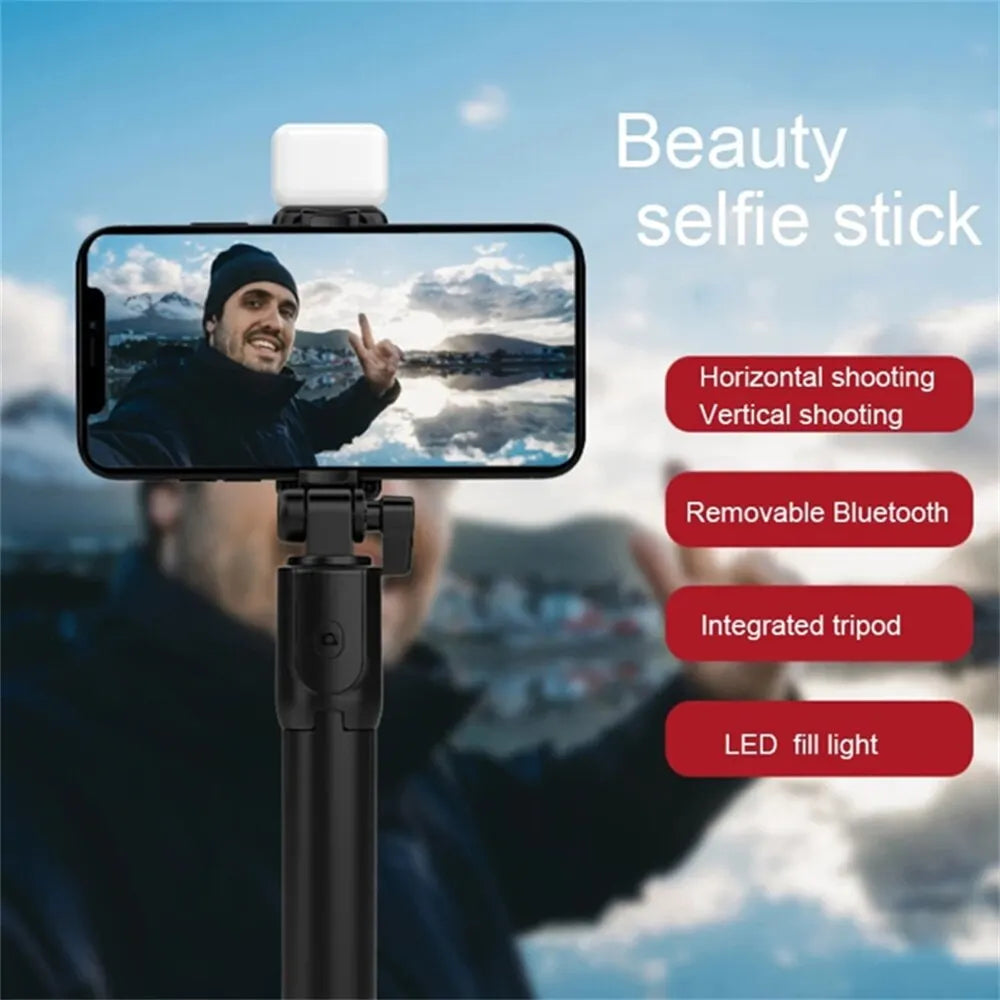 Bluetooth Selfie Stick Retractable 360 Rotation Portable Selfie Stick Multi-functional Mini Tripods with Wireless Remote Shutter