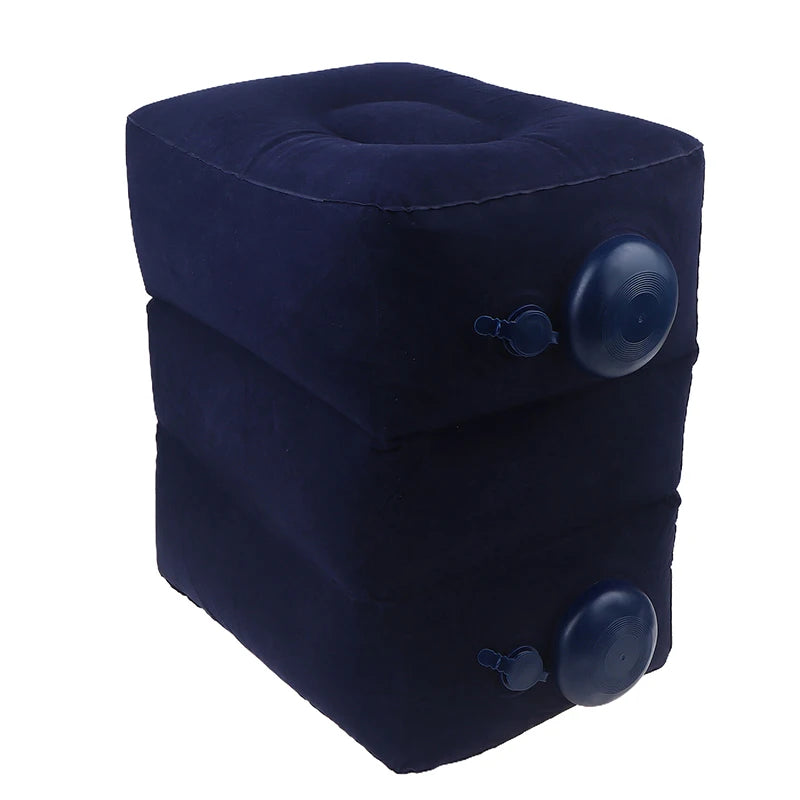 Inflatable Footrest Pillow PVC Flight Sleeping Footrest Rest Pillow 3 Layer Height Adjustable Car Bus Travel Foot Rest Pillow