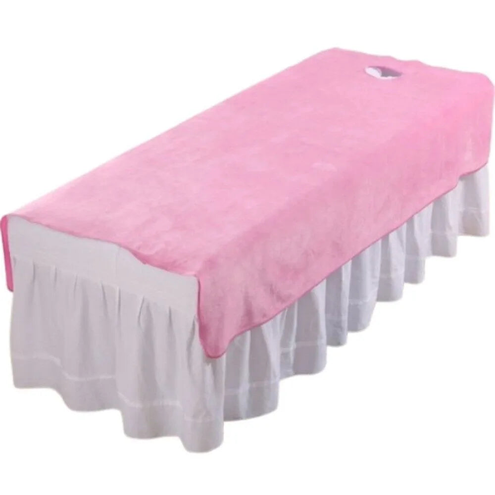 Comfortable SPA Bedspread with Face Hole Thickened Soft Beauty Salon Bed Sheets Velvet Cosmetic Bed Sheet
