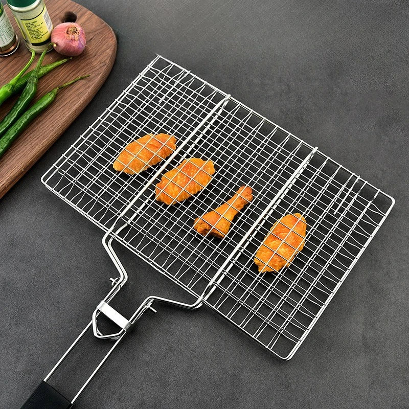 304 Stainless Steel BBQ Mesh Non Stick Grilling Basket Grill Mesh Mat Meat Vegetable Steak Picnic Party Barbecue Tool