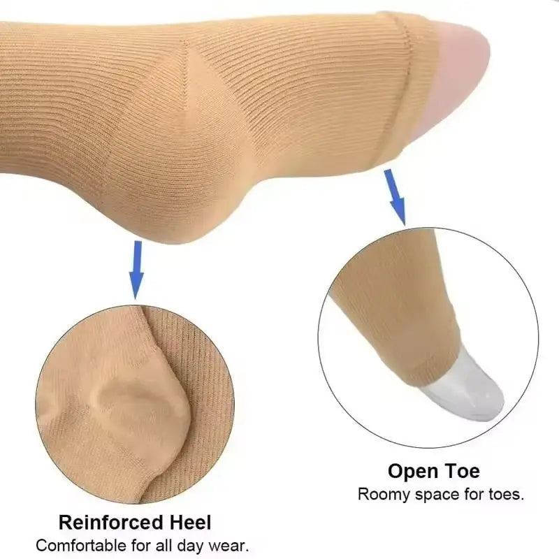 Zipper Compression Socks Women Men High Elasticity Nylon Closed Toe Pressure Stocking For Edema