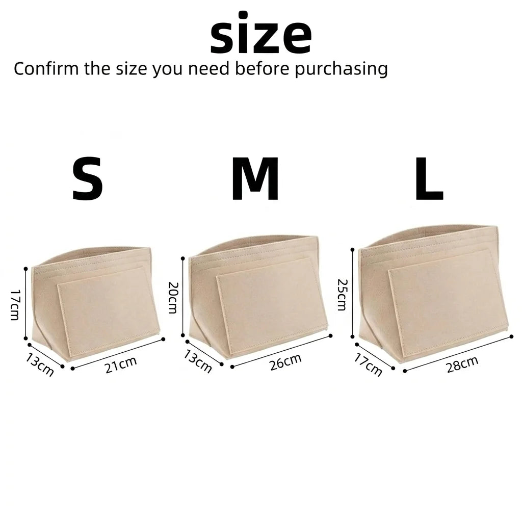 Felt Moon Handbag Organizer Insert - 7-Pocket Foldable Purse Liner for Bag Storage, Travel & Clutch Organization