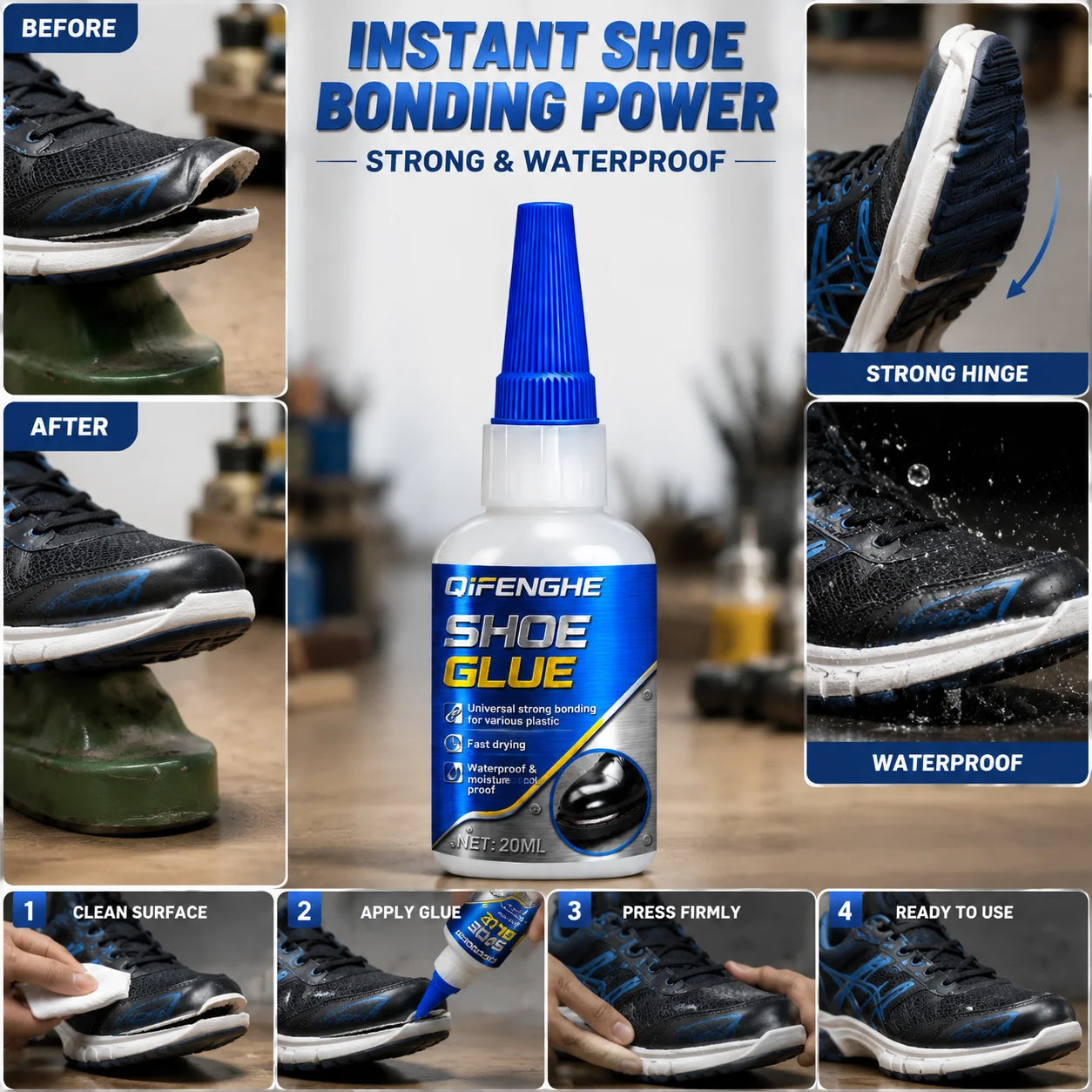 Fast-Drying Shoe Repair Adhesive Durable Water Resistant Bond Loose Soles Suitable For Multiple Footwear Material Fixing Tasks