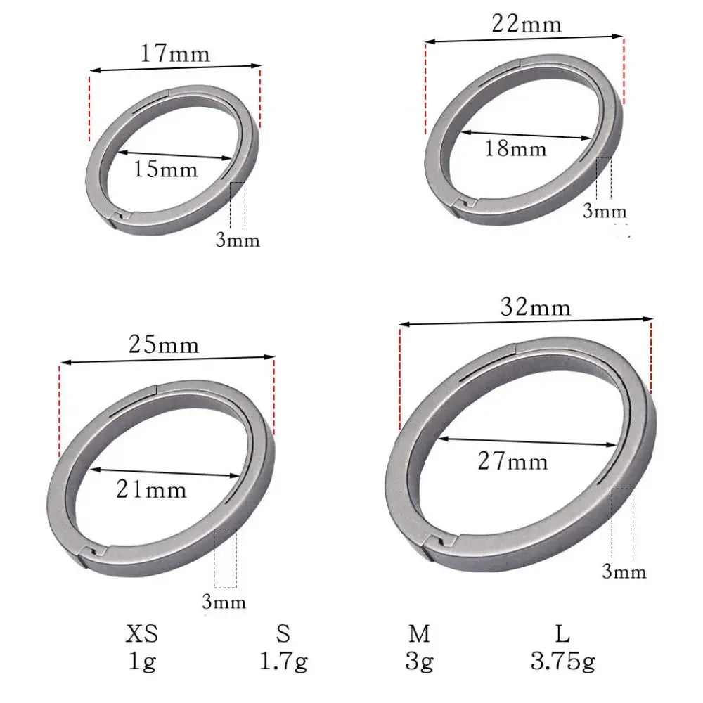 High Quality Real Key Rings 17/22/25/32mm Titanium Alloy Buckle Super Lightweight Titanium Alloy KeyRings Male Creativity Gift