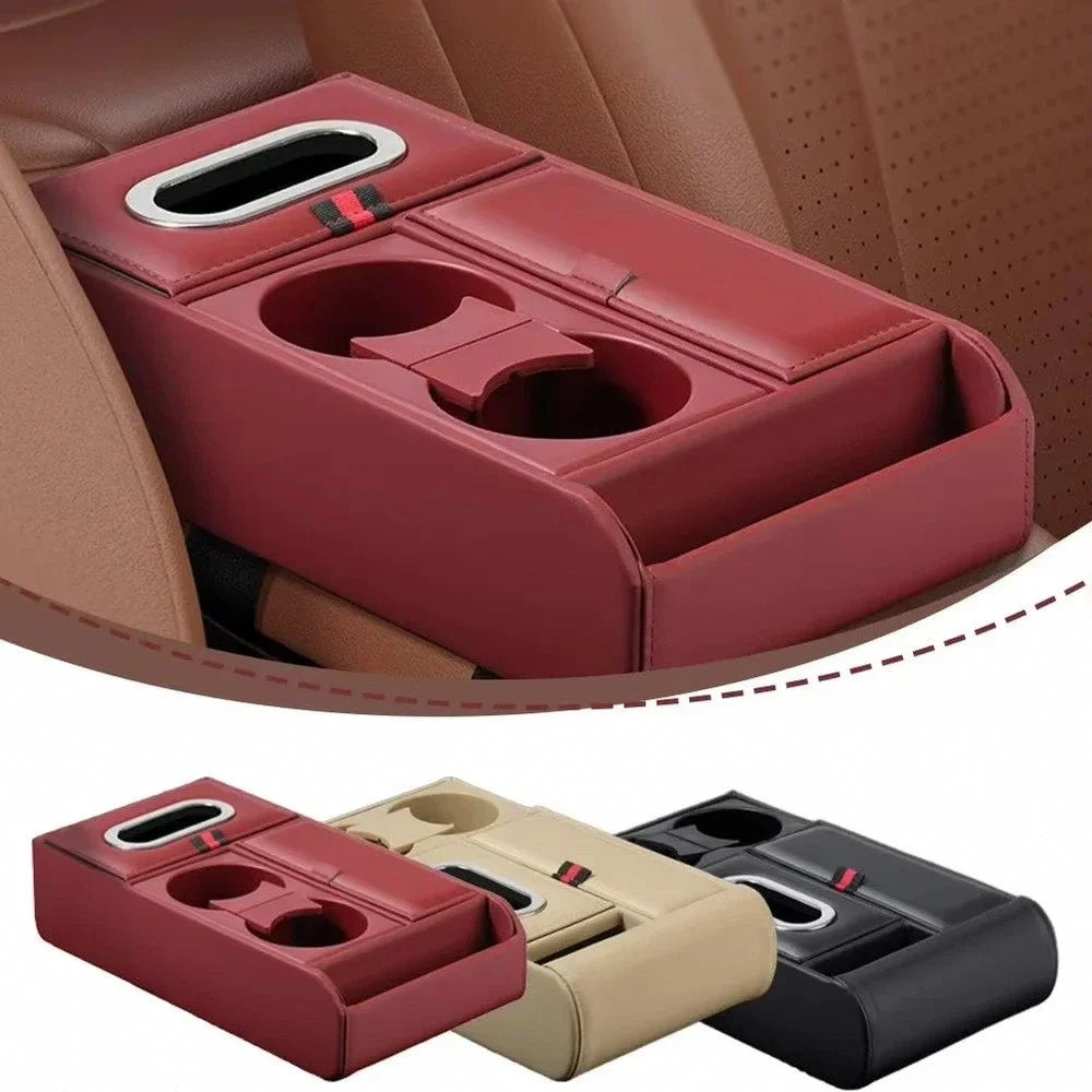 HOMEFISH Car Armrest Heightening Pad Storage Box Tissue Box Cup Holder Luxury Console Pad Multifunctional Interior Organizer