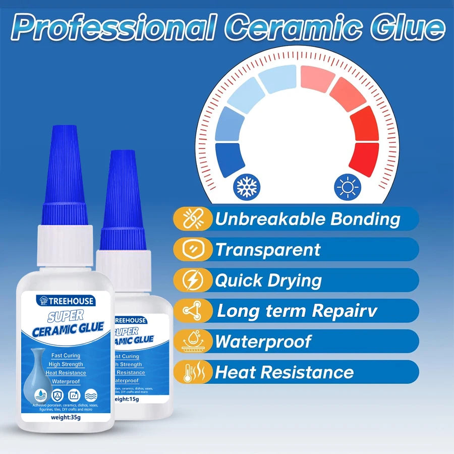 1-4 Pcs Super Ceramic Glue, Instant Bond Strong Adhesive for Broken Porcelain, Vases, Tiles & Ceramic Crafts