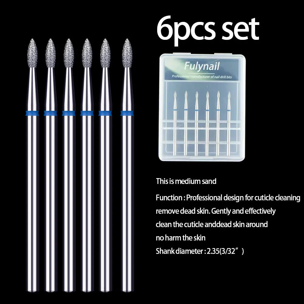 6Pcs/Set Diamond Nail Drill Bit Manicure Burr Cuticle Dead skin Clean Electric Milling Cutters  Manicure Drill Accessory