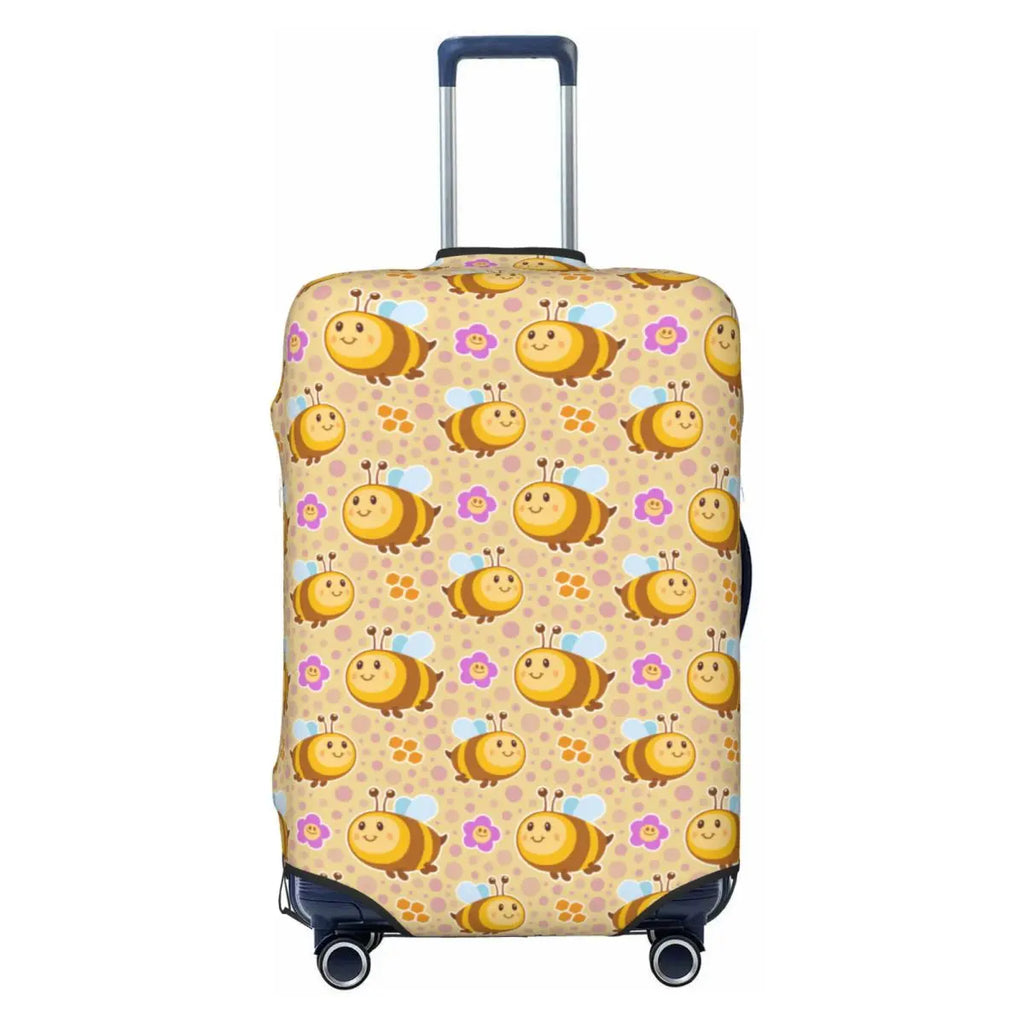 Honeycomb With Bees Suitcase Cover Elastic Cute Honey Bumblebee Luggage Protective Covers for 18-32 inch