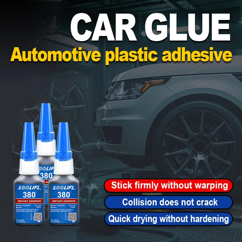 Loolifl380 Black 20g Super Glue Instant Fast-Drying Cyanoacrylate Adhesive Leather Rubber Wood Metal Strong Bonding Liquid Glue