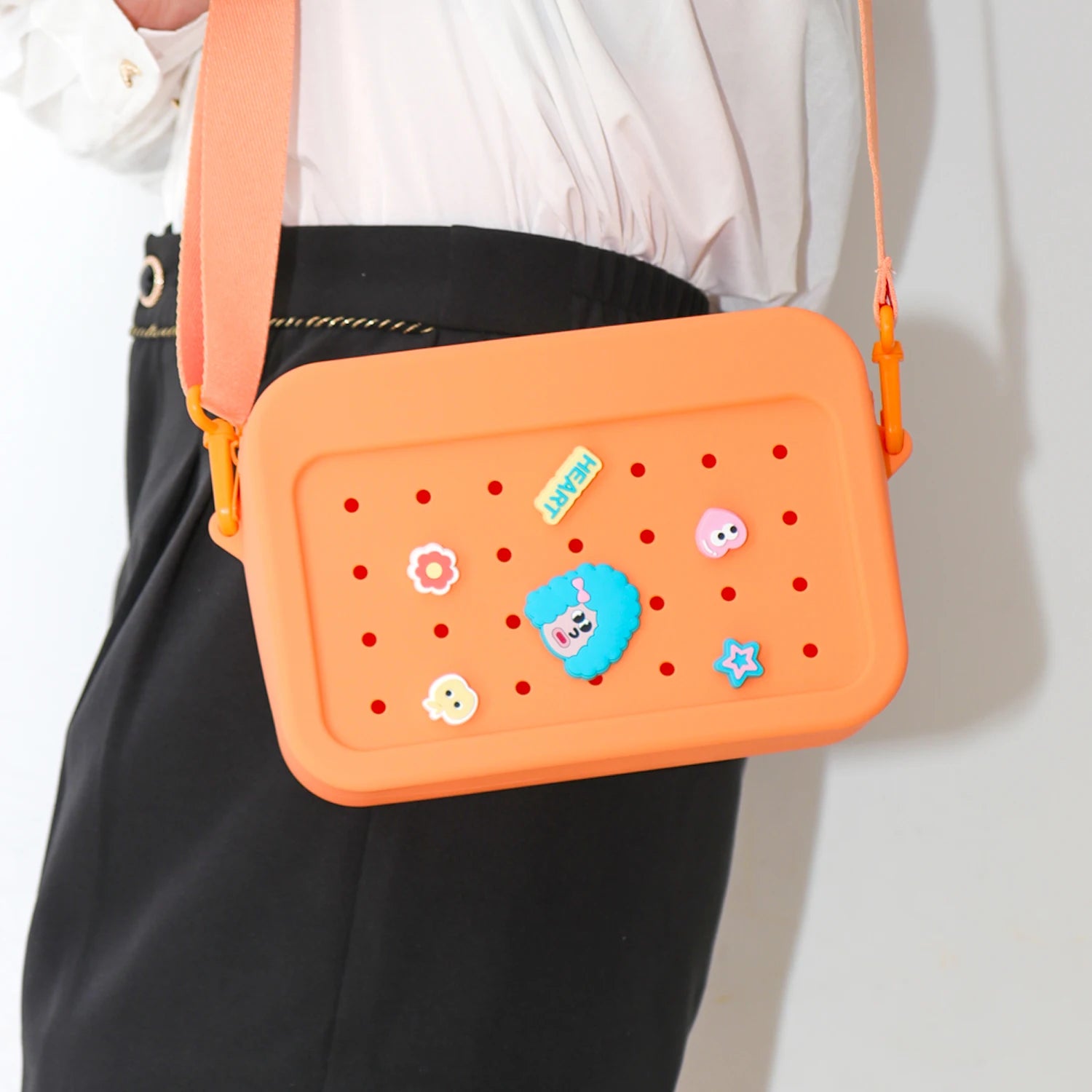 Silicone Messenger Bag Large Capacity DIY Lightweight Versatile Outdoor Leisure Shoulder Bag for Phone Keys Switch iPad Mini