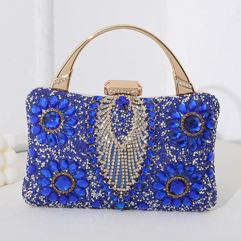 Luxury Party Evening Gold Diamond Women's Handbag Multi Crystal Strap Set Wedding Wallet Matching Wallet Handbag 2025 New Gift