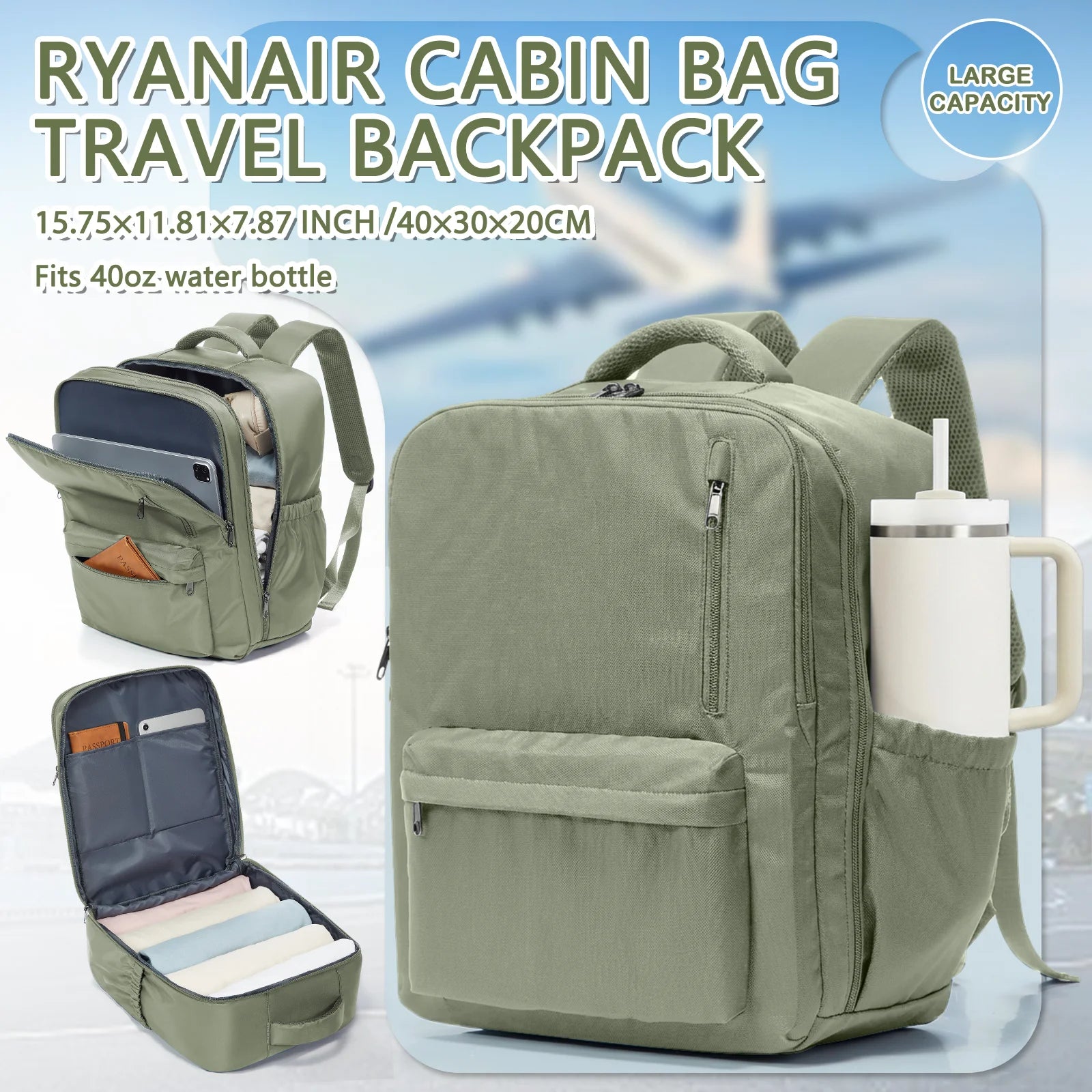 Travel Backpack Cabin Bag, Ryanair Backpack 40x30x20 Carry-Ons, Men Women 15.6 inch Laptop Backpack, Casual Trekking Backpack
