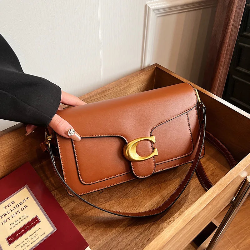 2025 autumn new niche bag women's high-end texture solid color simple and versatile small square bag classic retro shoulder bag