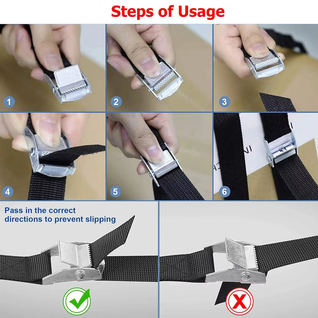 5M Strong Ratchet Belt Car Tension Rope Tie down Strap Luggage Bag Cargo Lashing Strap for Truck Motorcycle Bike Boat