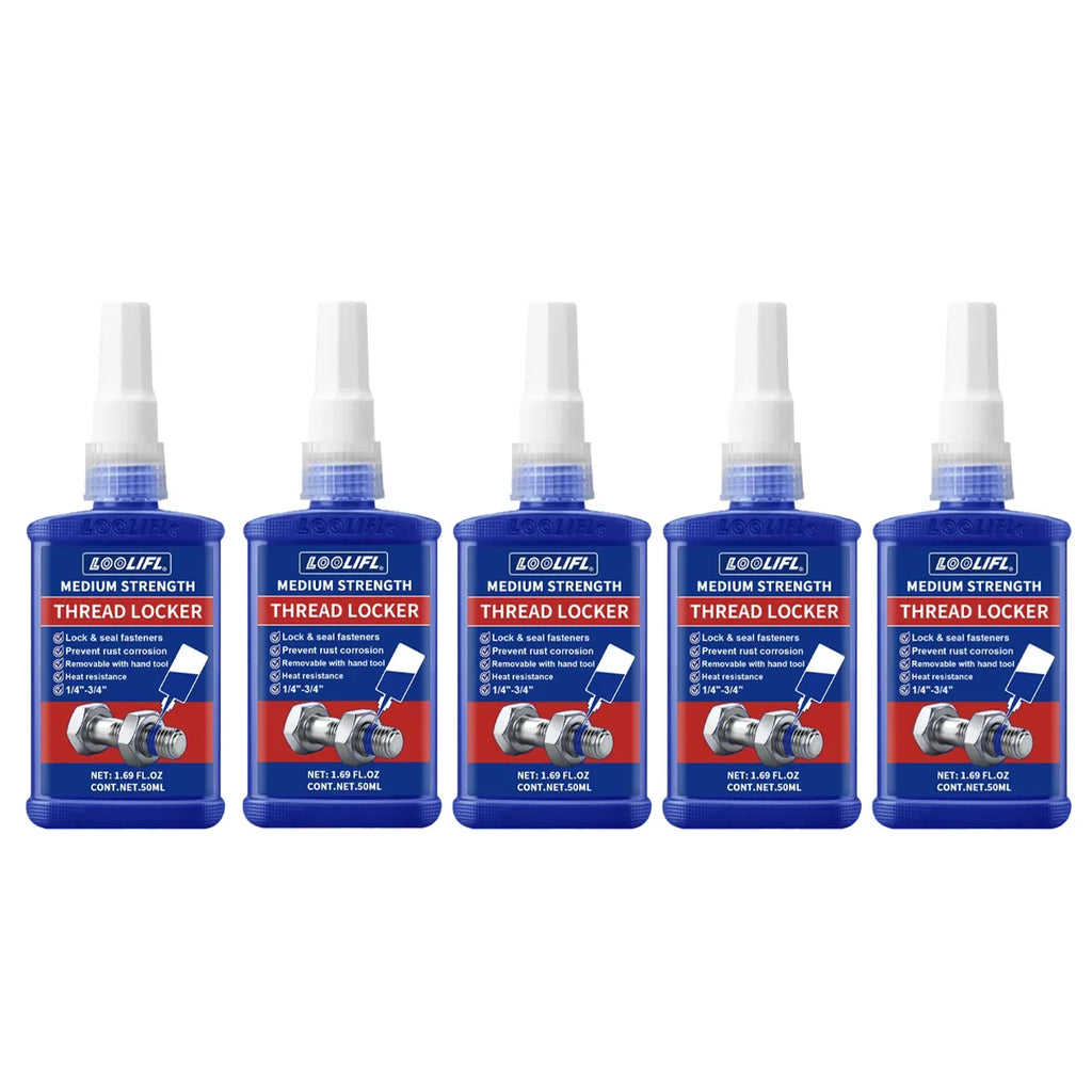 Best-Selling 1-5Pcs Thread Locking Agent, Blue, Medium Strength, Removable Anaerobic Adhesive for Screws and Nuts, Anti-Loosening, Corrosion-Resistant, 10Ml-250Ml