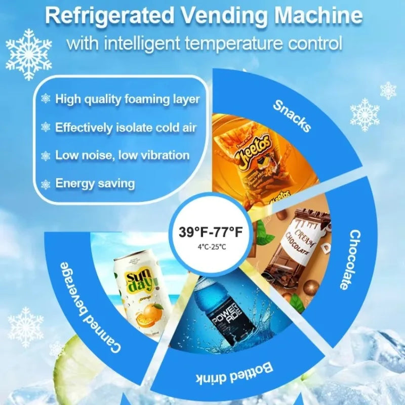 Snack Vending Machine Automatic Drink Beverage Dispenser Refrigerated Smart Retail Kiosk Office Mall Customized