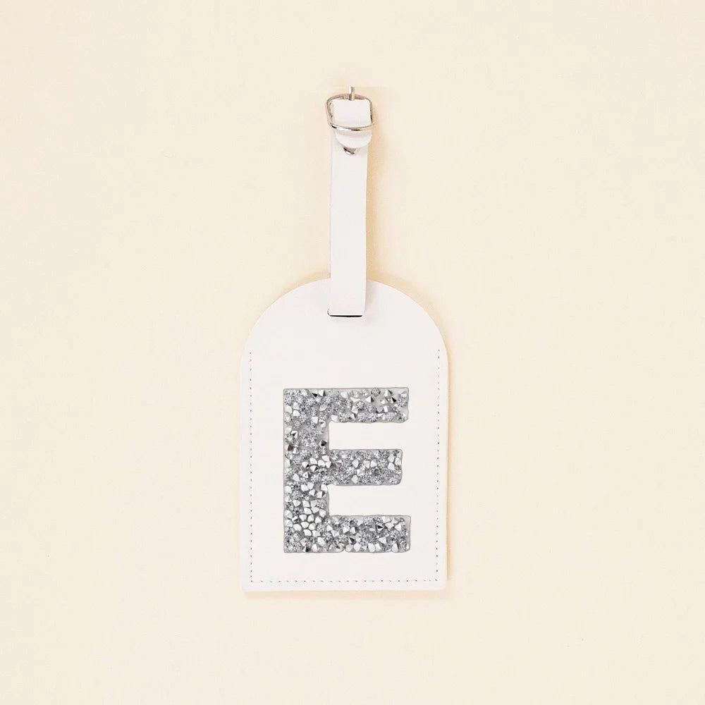 A-Z Rhinestone Monogram Leather Luggage Tag Suitcase Label Baggage Boarding Bag Tags Name ID Address Holder Travel Accessorie