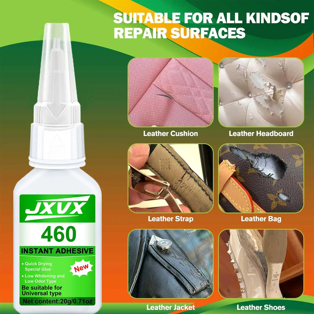 460/480 Black/Clear Super Glue Instant Quick-drying Black CyanoacrylateThick Adhesive Specially Formulated for Rubber, Leather, Tires, and Plastics Strong Bond Liquid Glue Tool 8PCS.