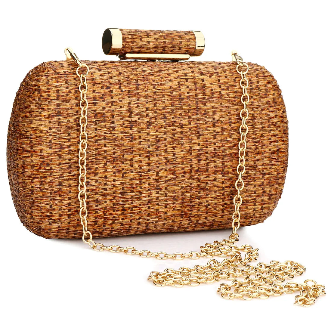 Straw Weave Woven Shoulder Bag For Women Beach Holiday Casual Handbag Ladies Wedding Party Banquet Evening Bags Chain Purse Case