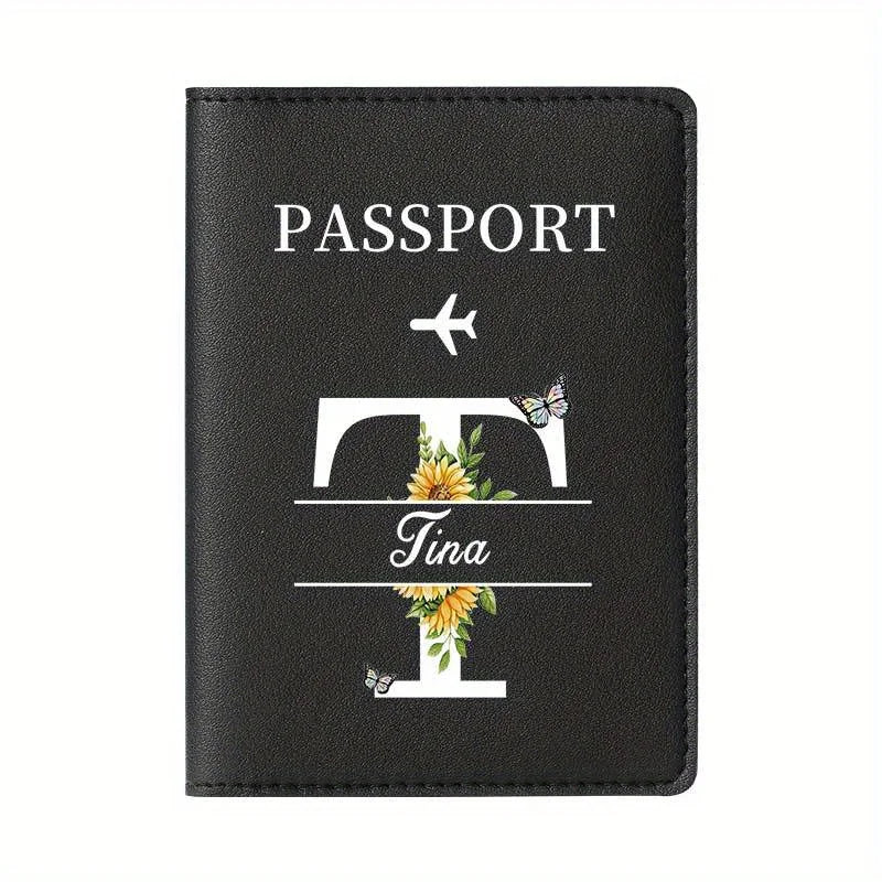 Personalized Custom Black Passport Holder with Custom Name - 26 Letters and Surname. Fashionable Foldable Travel Accessory