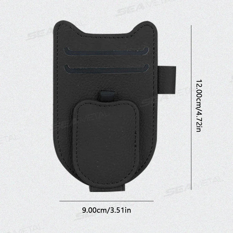 Car Sun Visor Glasses Holder Magnetic Sunglasses Clip Card Holder Storage Bag Scratch-Free Universal Eyeglasses Clip