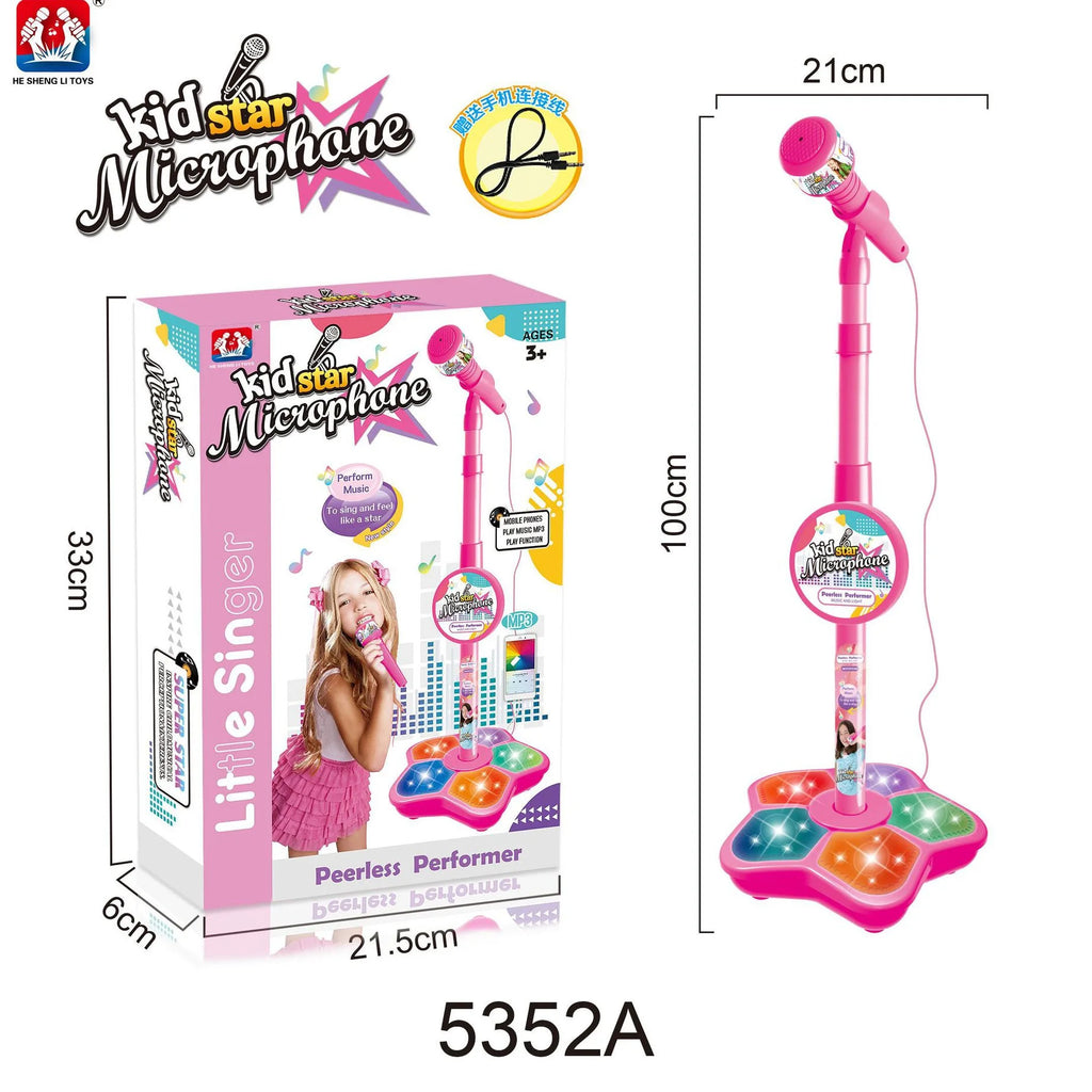 5350a Toys Witch Hunters Microphone With Adjustable Stand Led Lights Support Mp3 Playback Karaoke Singing Music Performance Gift