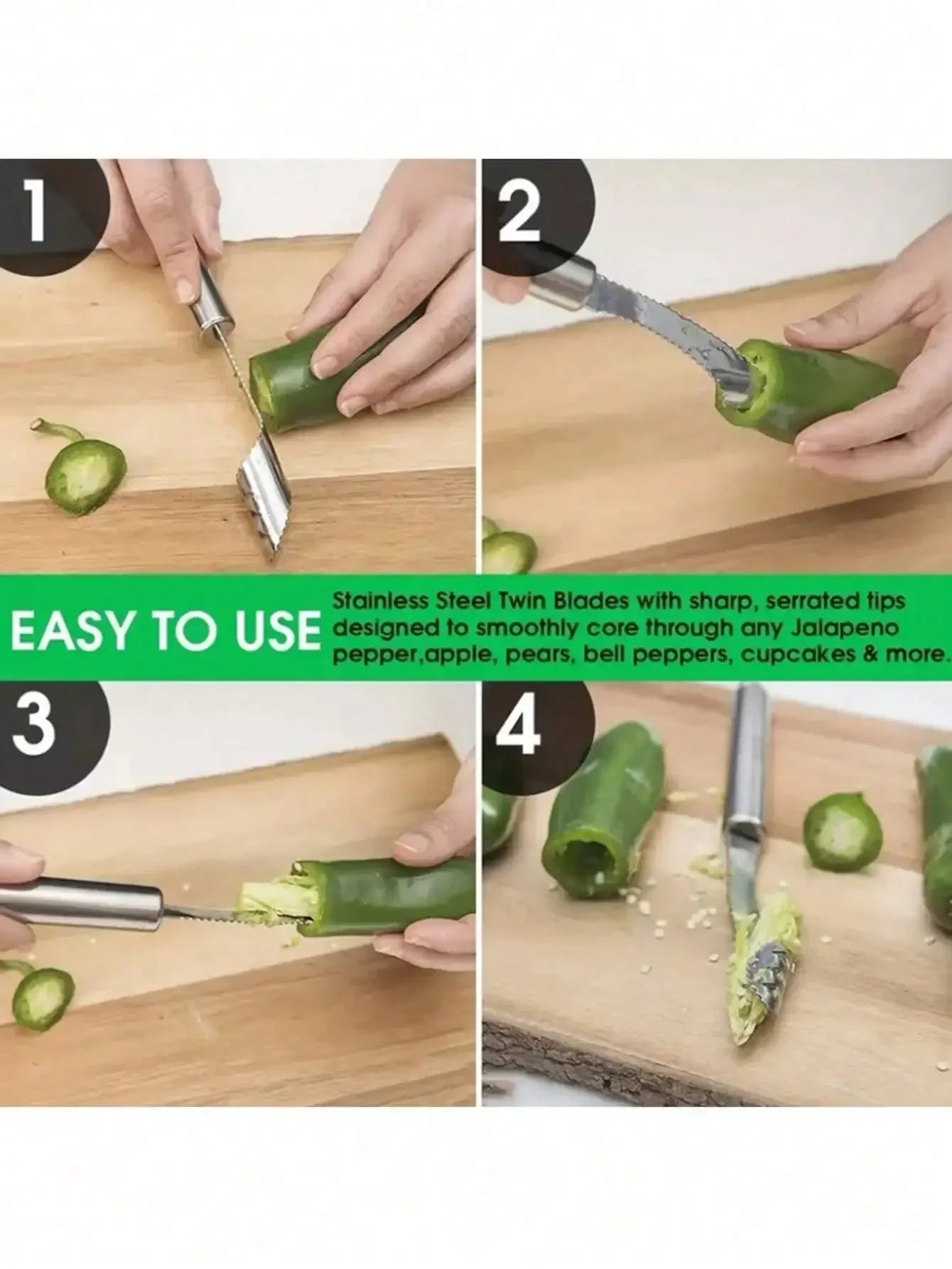 Vegetable Corer Tool Fruit and Vegetable Corer Pepper Pitter Tomato Corer Remover Cherry Pitter Zucchini Corer To Remove Seeds