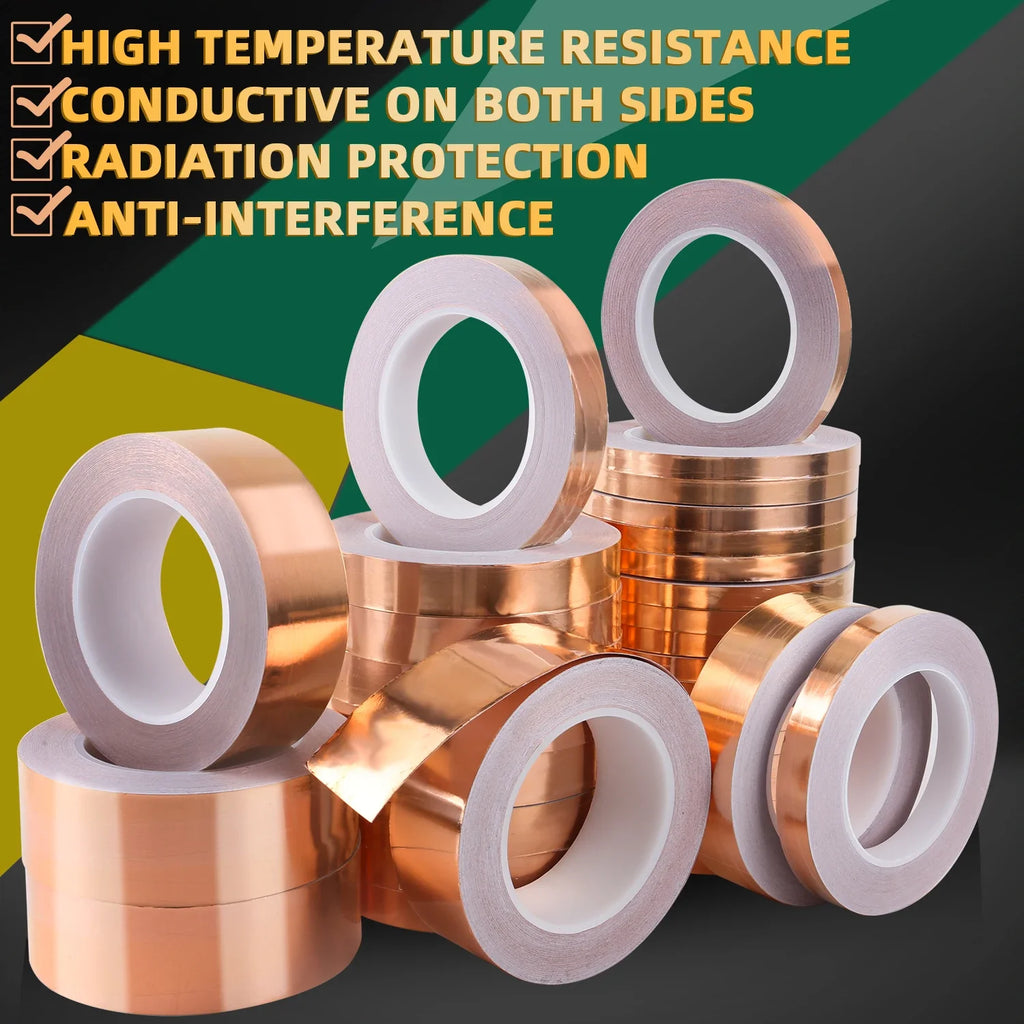 1Pcs Copper Foil Tape Conductive Strip With Double-Sided Conductive Adhesive EMI Shielding For Circuits DIY Crafts Soldering
