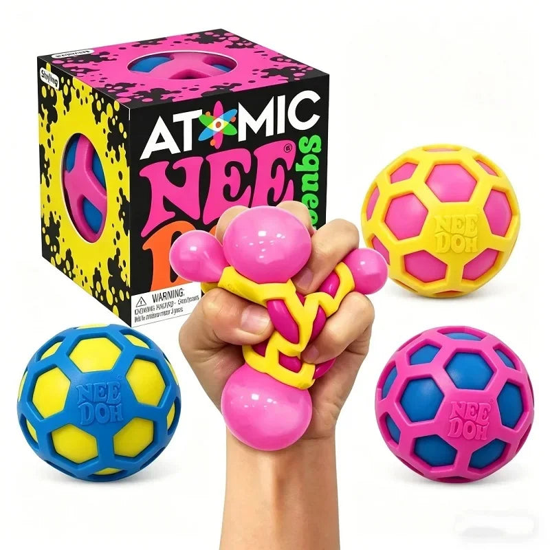 NeeDoh Squishy Schylling Atomic ///Stress Relief Ball Squishies Blind Box Party Gift Stress Relief Toy Sensory NeeDoh Fidget Toy
