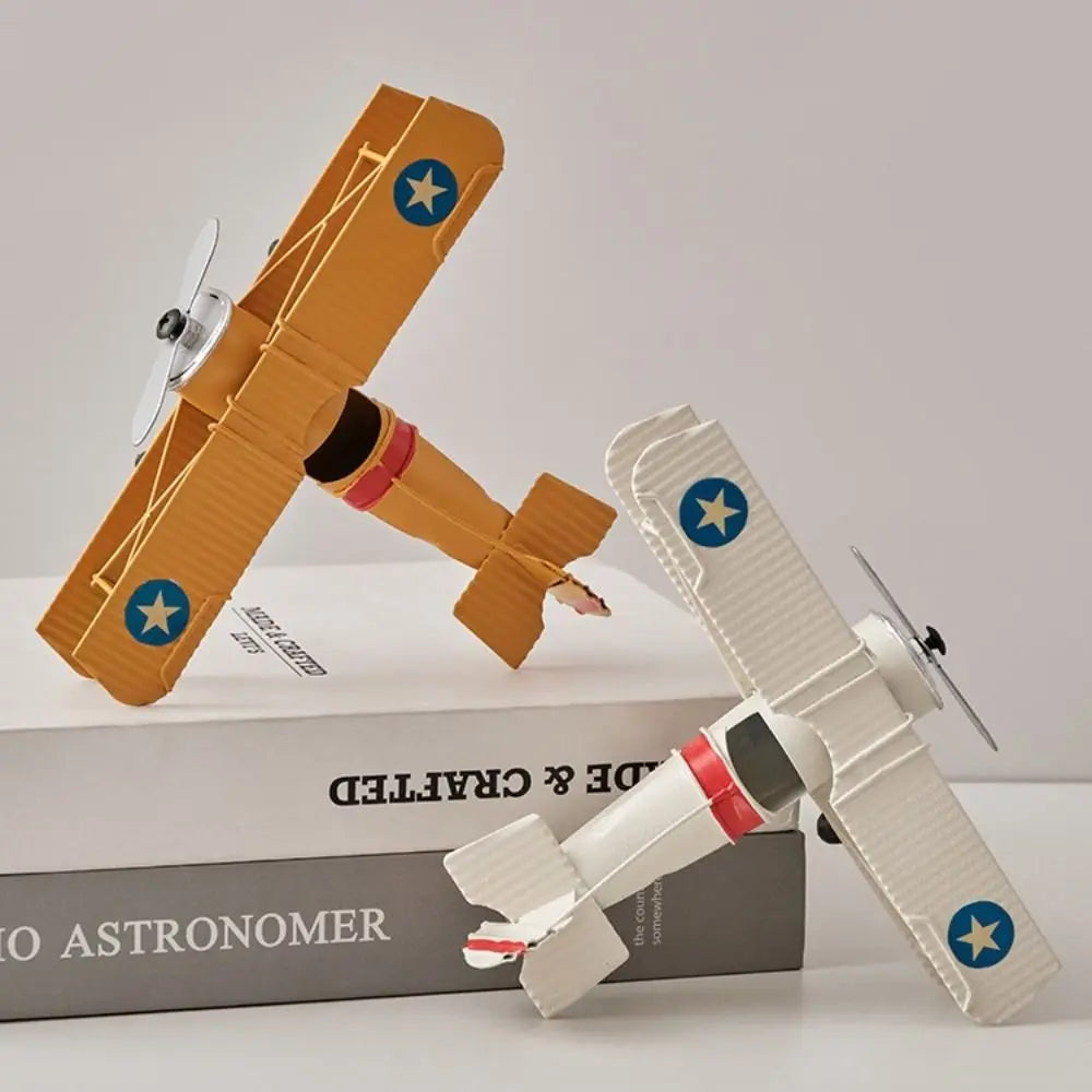 Retro Iron Vintage Airplane Model Handicraft Miniature Aircraft Ornaments Livingroom Delicate Metal Plane Models Kids Gift