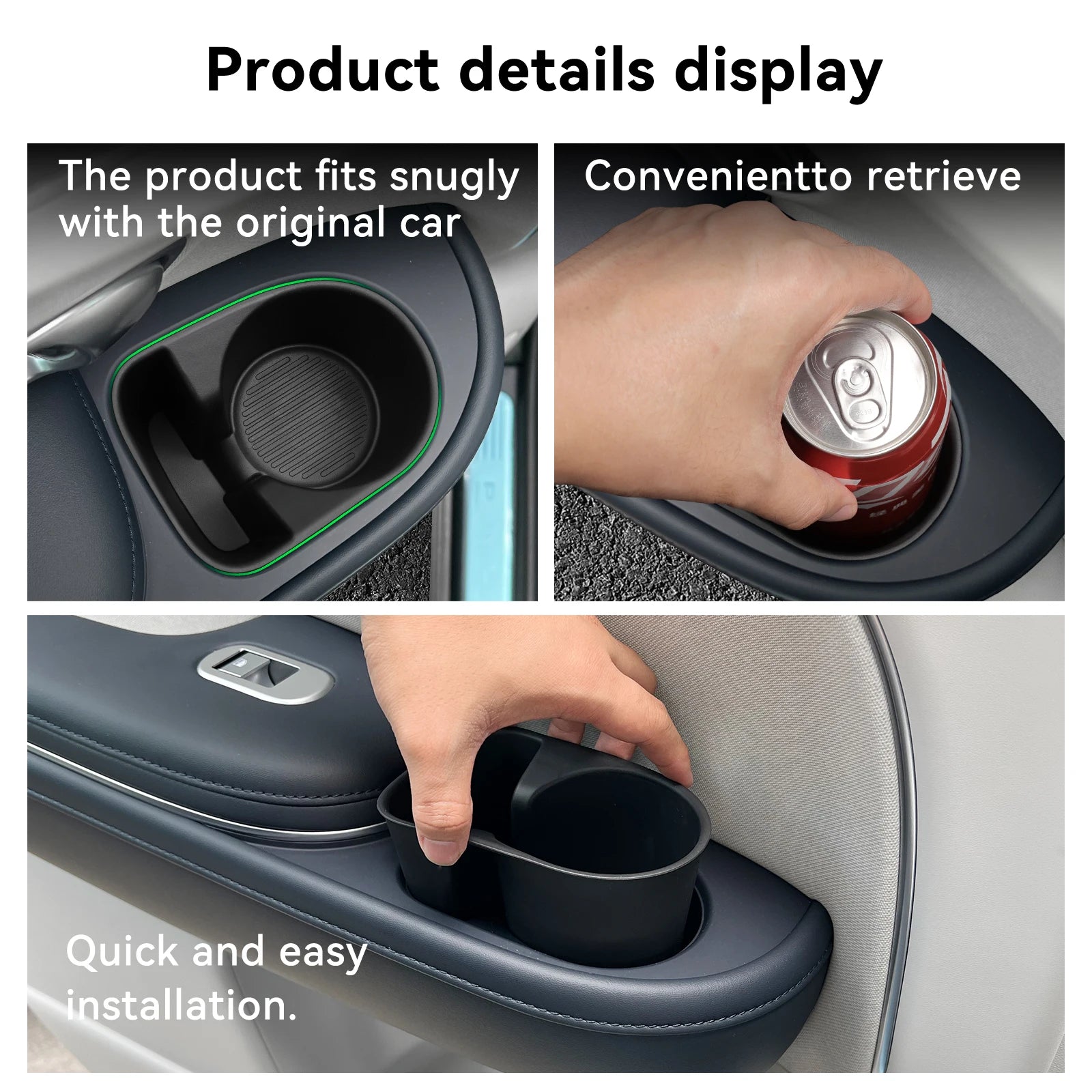 2Pcs for Hyundai Palisade 2026 2rd Row Door Side Water Cup Holder Insert Drinks Storage Box Car Interior Accessories Black