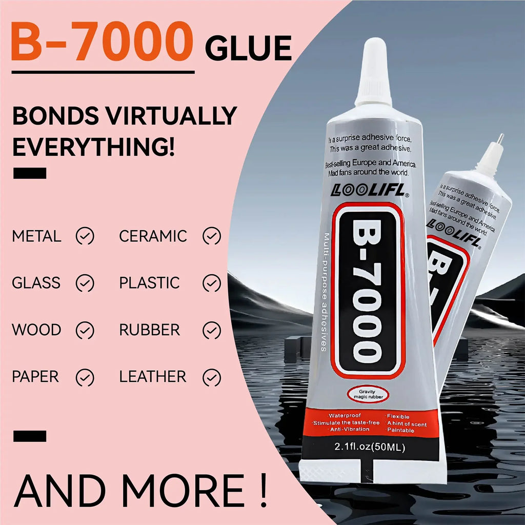 B-7000 Glue, 3/6 Pack, 15ml, Transparent Type, B7000 High Viscosity Glue, Can Be Used for Clothing/Shoes/Fabric/Screen Phones/Repair/Water Crafts/Jewelry Bonding Chronic Soft Gel