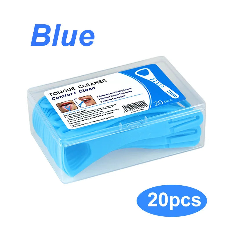 20pcs/box Tongue Scraper with Dental Picks Disposable Double Side Tongue Cleaning Tool Foldable Tongue Scraper Oral Hygiene Care