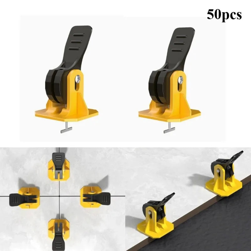 50pcs Reusable Floor Tile Leveling System Clips Leveler Adjuster Kit，Tile Leveling Fixed Plane Device Construction Tool