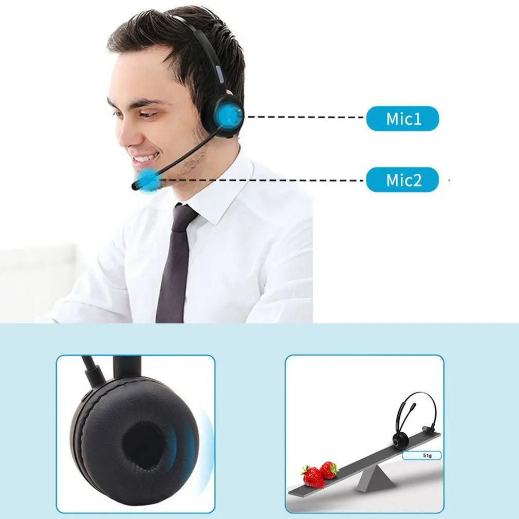 Hot Wireless Telephone Headset With Microphone Bluetooth Headphone for Office Call Center Handsfree Noise Reduction Earphones