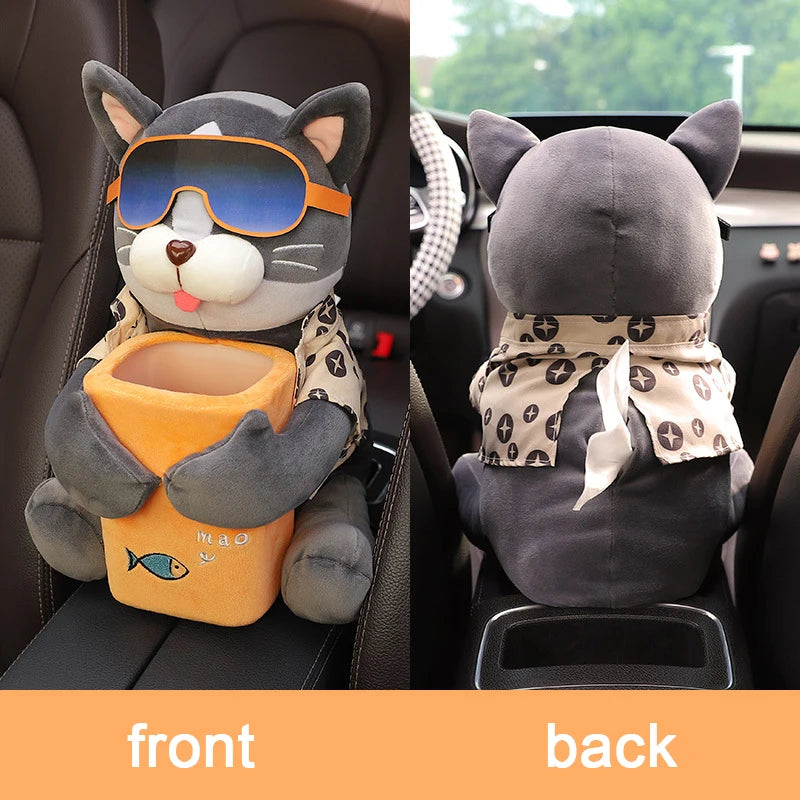 Creative car tissue box, garbage bin, two in one multifunctional car armrest box, drawer box, car decoration supplies