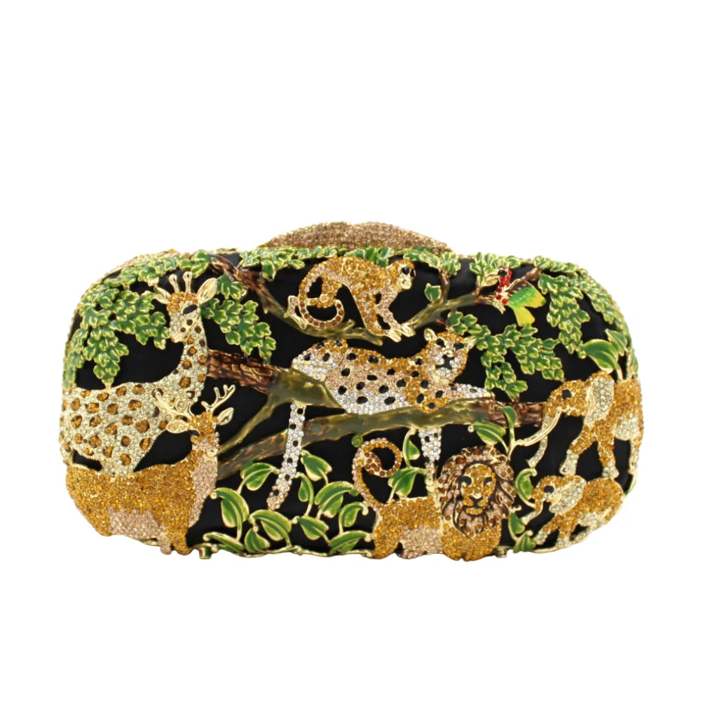 Forest Safari Animal Clutch, 3D Embossed Wildlife Evening Bag for Women. OEM Custom Jungle Theme Purse, Low MOQ Wholesale from F