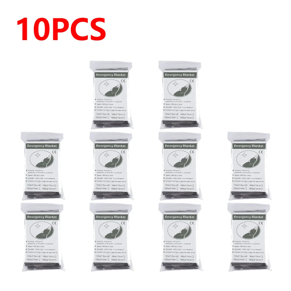 1-10PCS Emergency Thermal Blanket Outdoor Survival Blanket Folding Waterproof Windproof Rescue Blanket First Aid Camping Mat Pad
